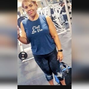 Women's Dark Blue C'est La Vie Tank Top By Time And Tru Size L 12-14